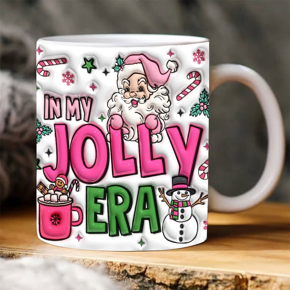 3D In My Jolly Era Inflated Mug, 3D Coffee Mug, Cute 3D Inflated Mug, Birthday Gift, Christimas Gift
