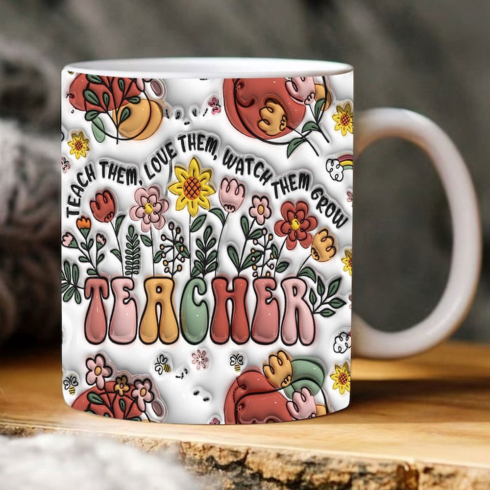 3D Inflated Teacher Mug, 3D Teacher Inflated Mug, Teacher 3D Coffee Mug, Back To School Mug