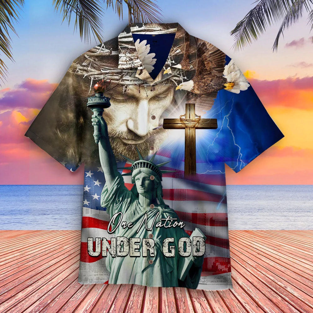 4Th Of July Hawaiian Shirts, 4Th July One Nation Under God Independence Day Hawaiian Shirt