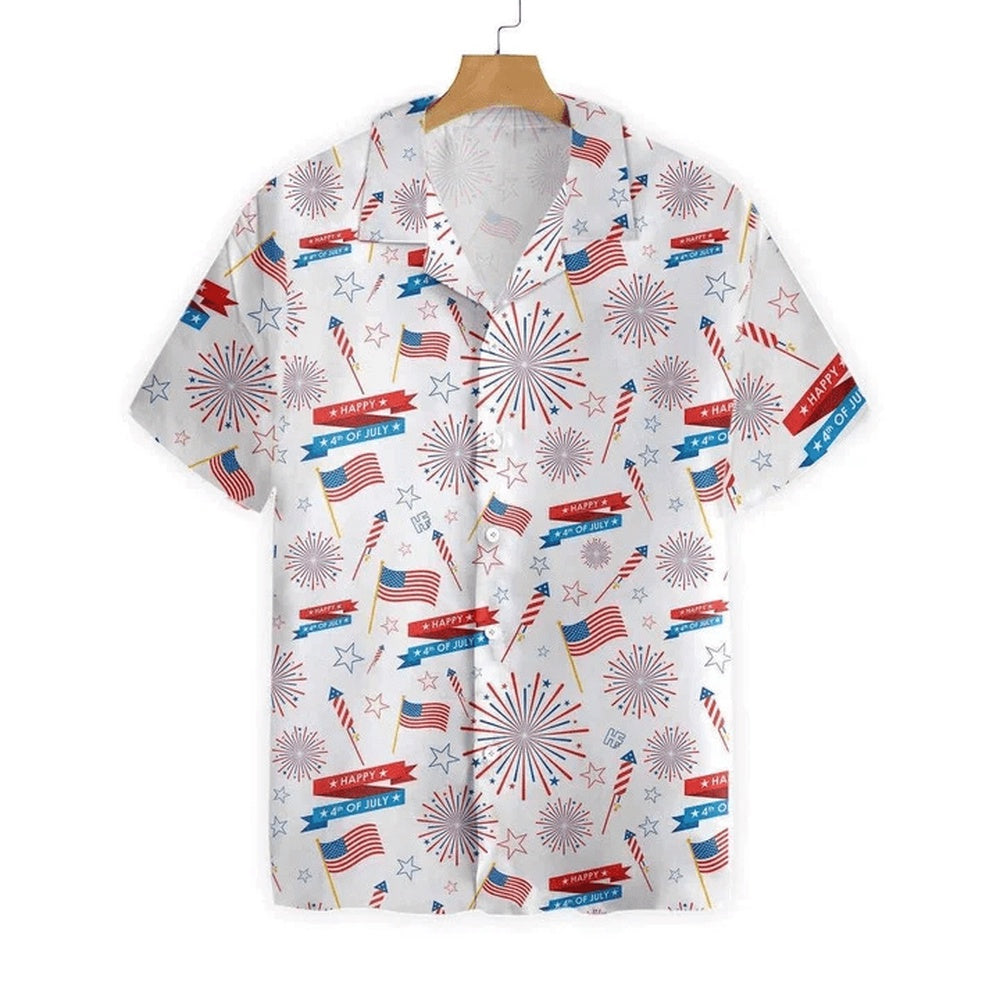 4Th Of July Hawaiian Shirts, 4Th Of July Hawaii Shirt Flag On White Watercolor Hawaiian Shirt
