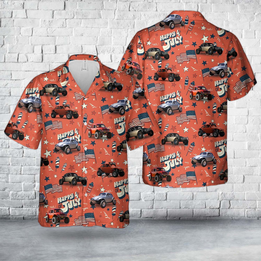 4Th Of July Hawaiian Shirts, Baja Bug 4Th Of July Hawaiian Shirt, Military Aloha Shirts