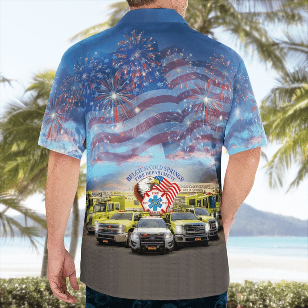 4Th Of July Hawaiian Shirts, Belgium Cold Springs Fire Department 4Th Of July Hawaiian Shirts