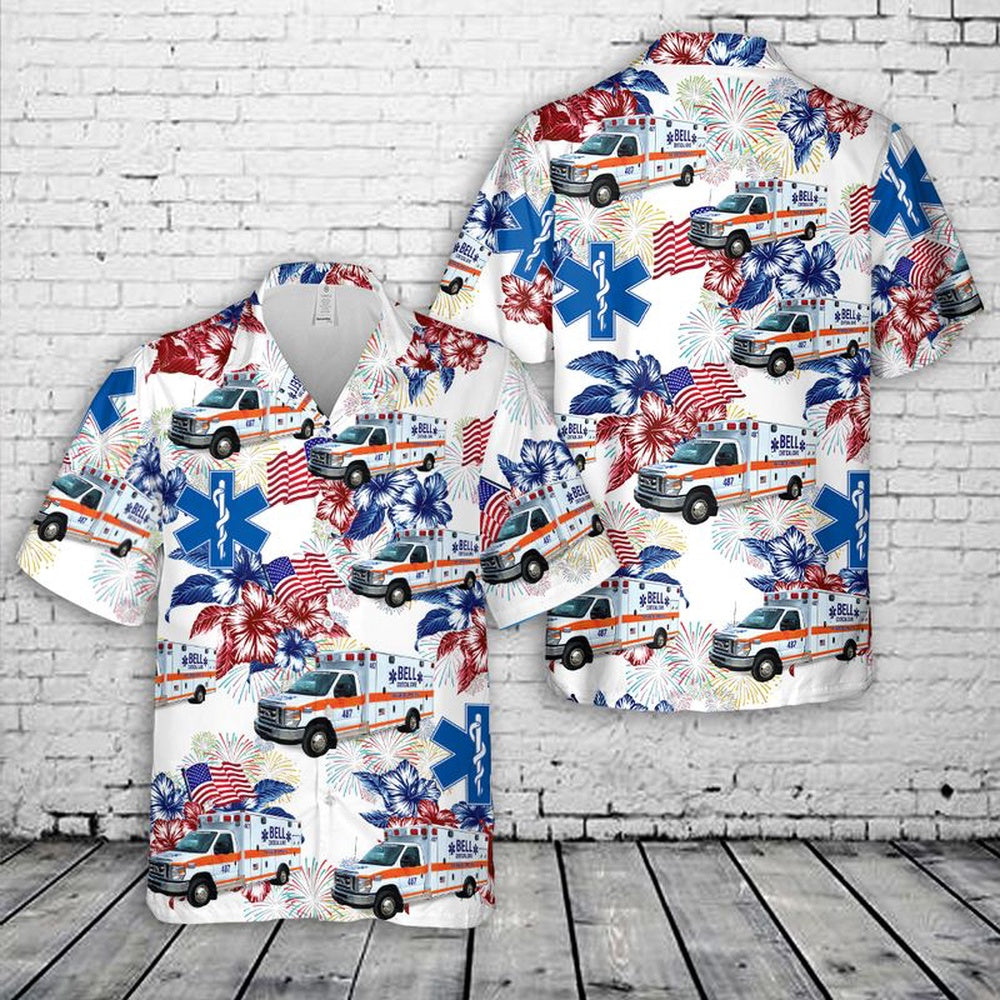 4Th Of July Hawaiian Shirts, Bell Ambulance Milwaukee Wisconsin 4Th Of July Hawaiian Shirts, Military Aloha Shirts