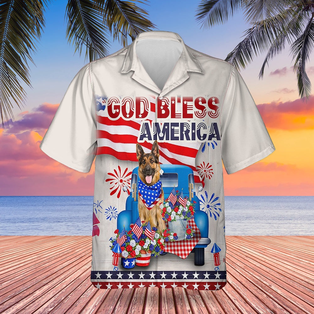4Th Of July Hawaiian Shirts, German Shepherd 4Th Of July Hawaiian Shirts God Bless America German Shepherd Lover Gifts