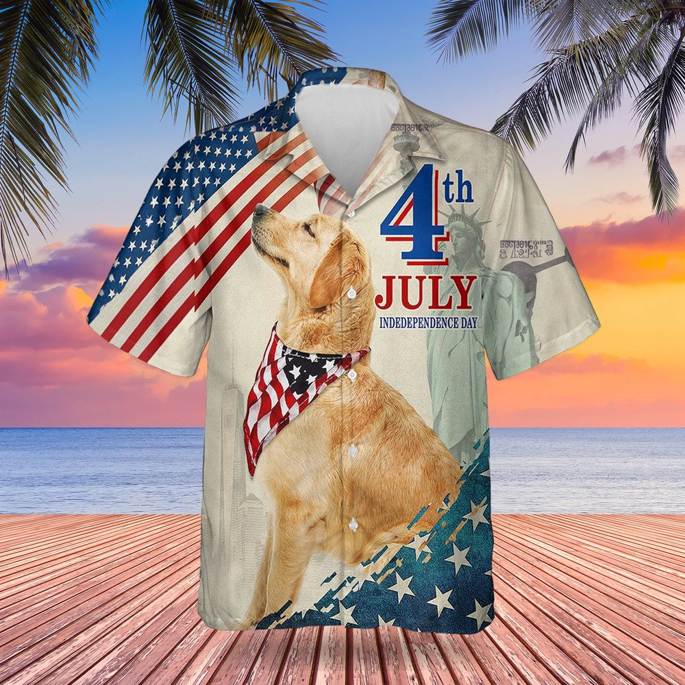 4Th Of July Hawaiian Shirts, Golden Retriever Happy 4Th Of July Hawaiian Shirts US Independence Day Dog Lovers Gifts