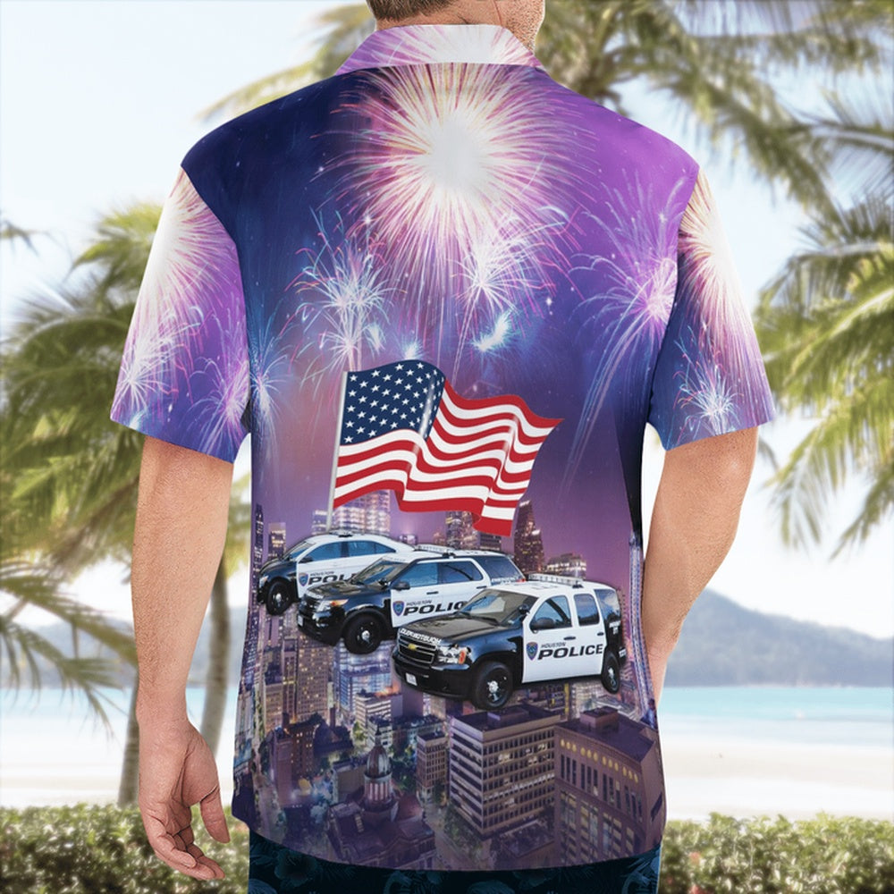 4Th Of July Hawaiian Shirts, Houston, Texas, Houston Police Department Hawaii Shirts