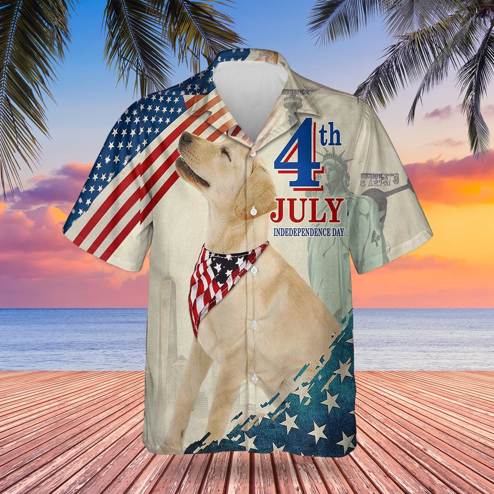 4Th Of July Hawaiian Shirts, Labrador Retriever 4Th Of July Hawaiian Shirts Mens Independence Day For Dog Lover