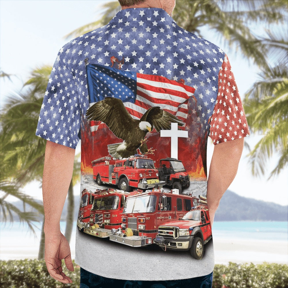 4Th Of July Hawaiian Shirts, Lake Bluff, Illinois, Lake Bluff Fire Department Hawaii Shirts