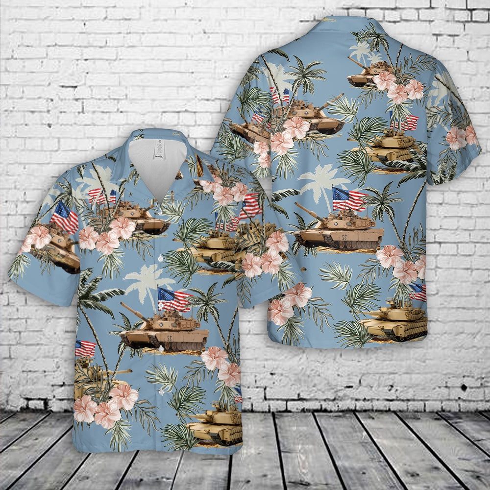 4Th Of July Hawaiian Shirts, M1 Abrams Tank 4Th Of July Hawaiian Shirts, Military Aloha Shirts