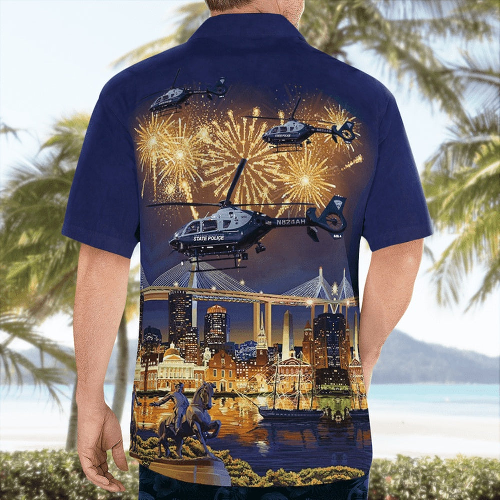 4Th Of July Hawaiian Shirts, Massachusetts State Police Eurocopter Ec 135T2 Hawaii Shirts