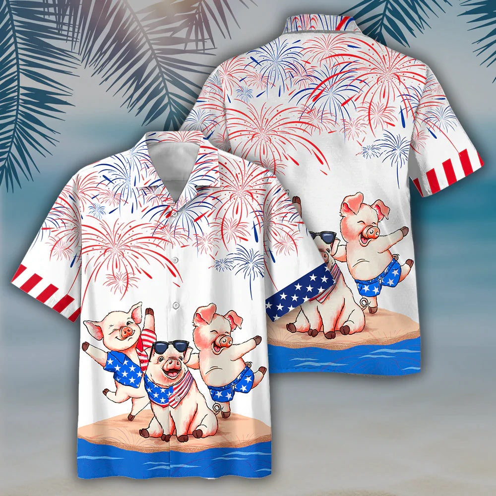 4Th Of July Hawaiian Shirts, Pig'S 4Th Of July Hawaiian Shirtss - Independence Day Hawaiian Shirt