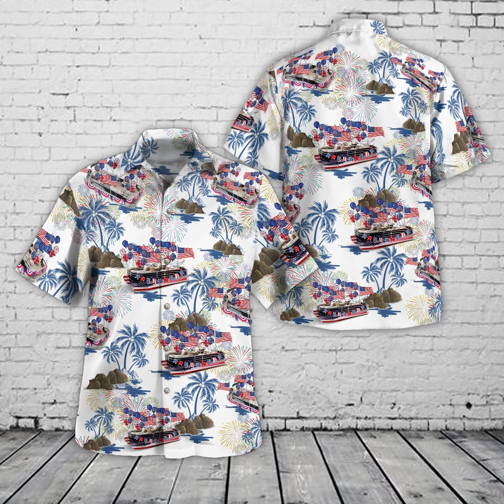 4Th Of July Hawaiian Shirts, Pontoon 4th Of July Hawaiian Shirt, Hawaiian Beach Shirts For Men Women