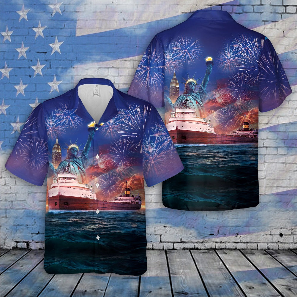 4Th Of July Hawaiian Shirts, Ss Edmund Fitzgerald 4Th Of July Hawaiian Shirt, Military Aloha Shirts