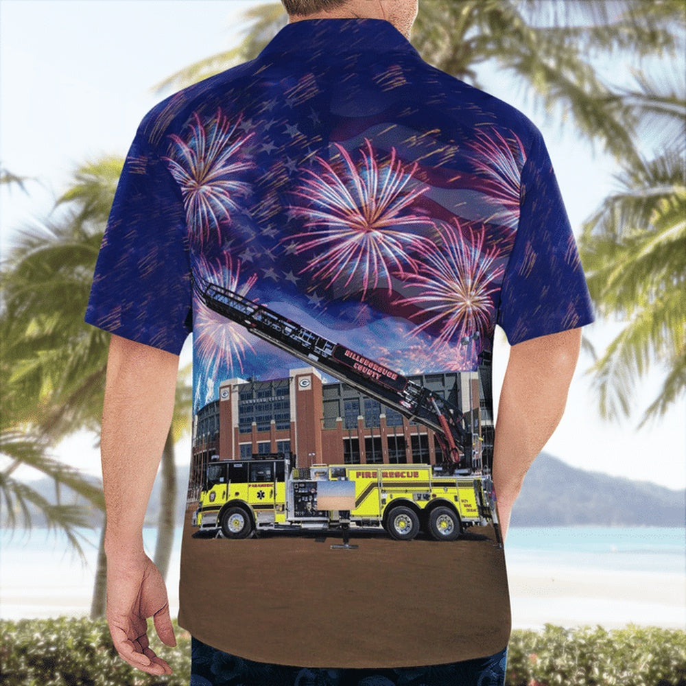 4Th Of July Hawaiian Shirts, Tampa, Florida, Hillsborough County Fire Rescue Hawaii Shirts