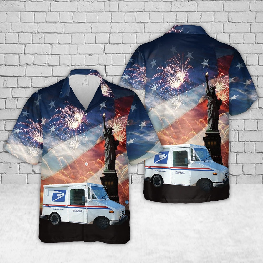 4Th Of July Hawaiian Shirts, United States Postal Service Grumman Llv 4Th Of July Hawaiian Shirt, Military Aloha Shirts