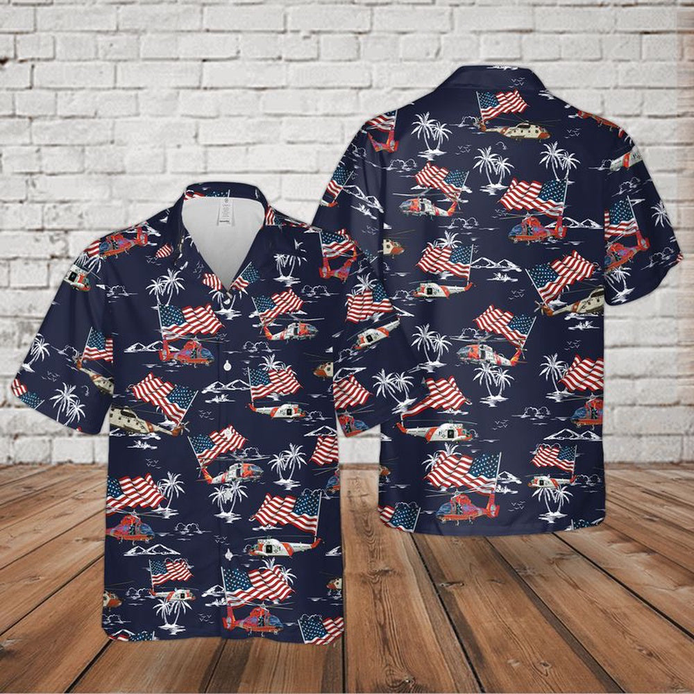 4Th Of July Hawaiian Shirts, Us Coast Guard 4Th Of July Hawaiian Shirt, Military Aloha Shirts
