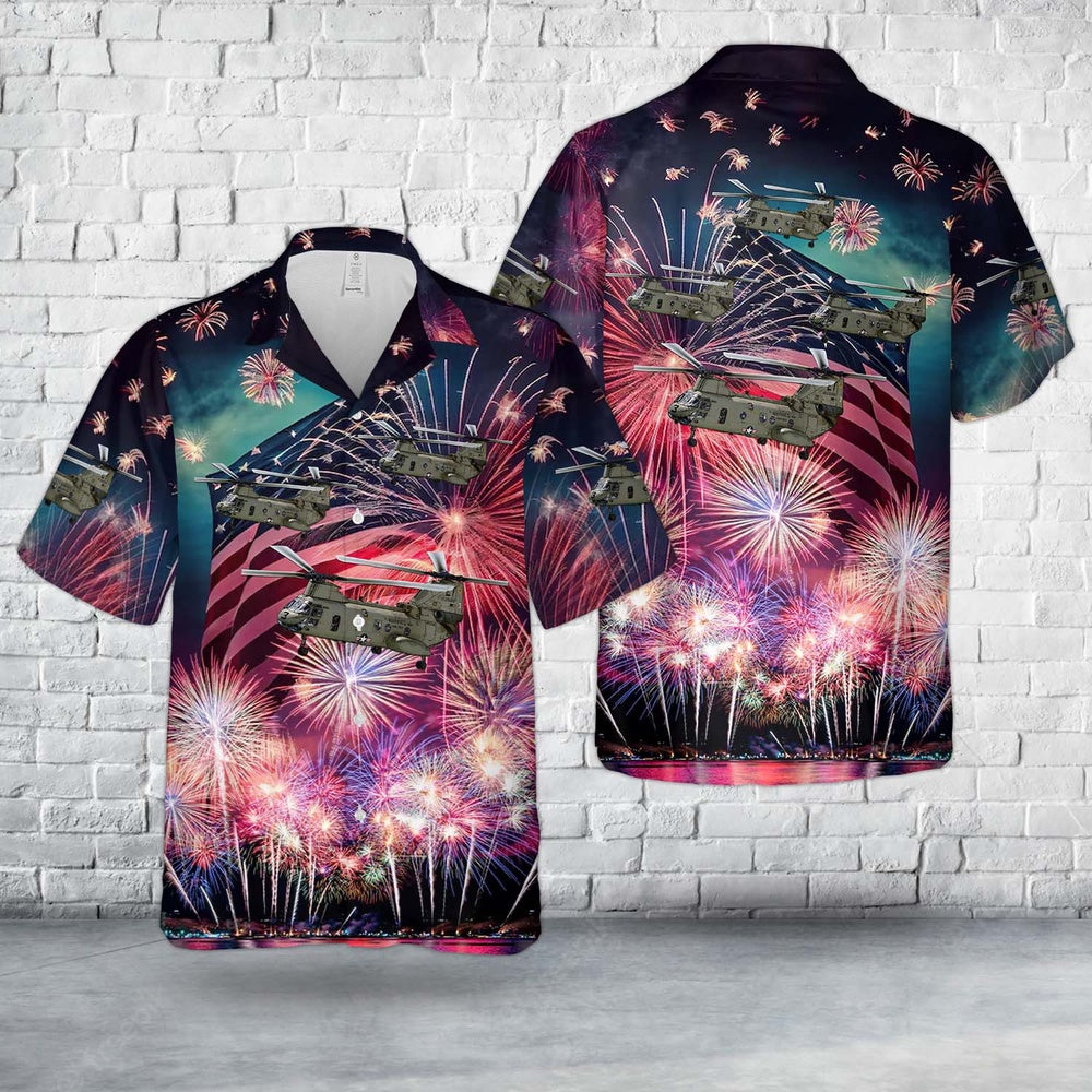 4Th Of July Hawaiian Shirts, Us Marine Corps Ch-46F Sea Knight The Phrog 4Th Of July Hawaiian Shirt, Military Aloha Shirts
