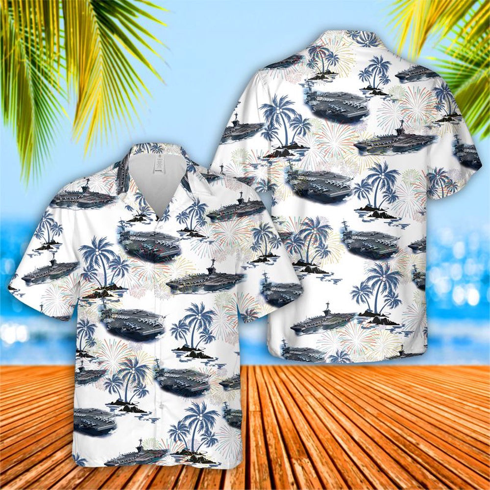4Th Of July Hawaiian Shirts, Uss Theodore Roosevelt (Cvn-71) 4Th Of July Hawaiian Shirt, Military Aloha Shirts