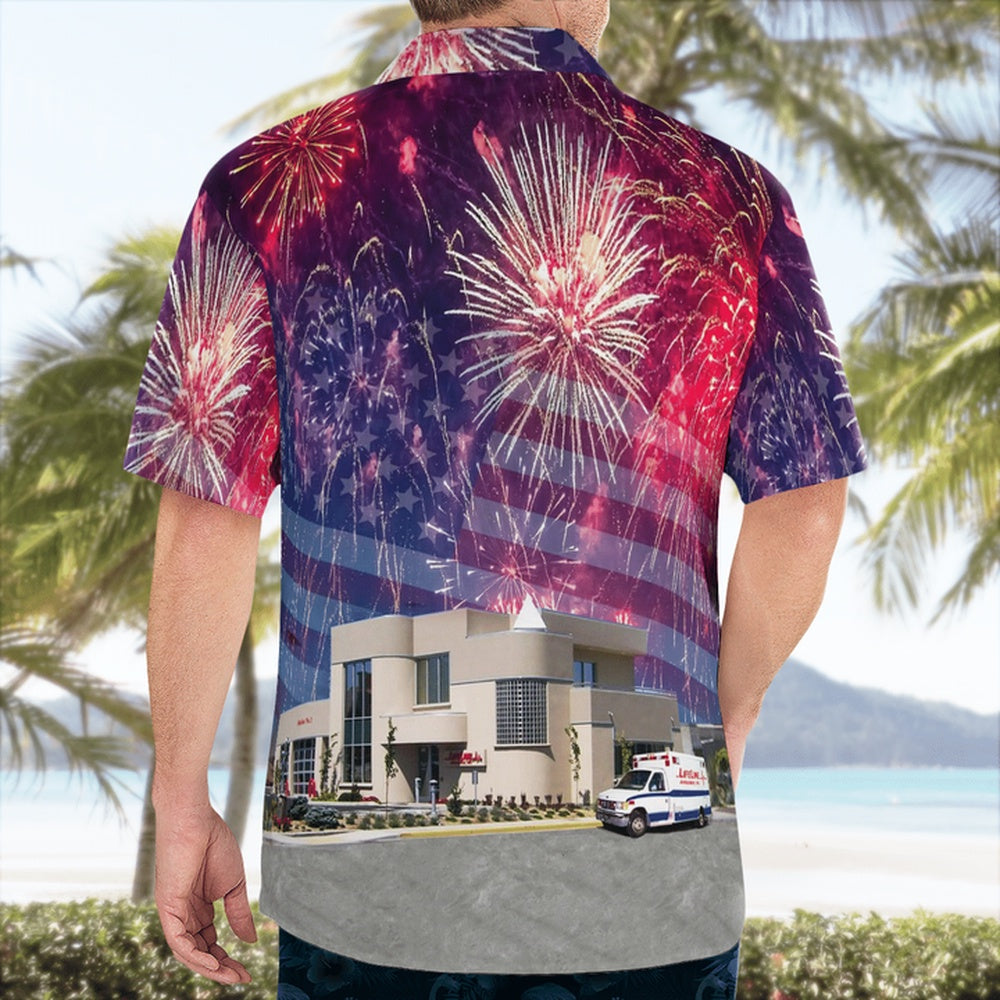 4Th Of July Hawaiian Shirts, Wenatchee, Washington, Lifeline Ambulance Hawaii Shirts