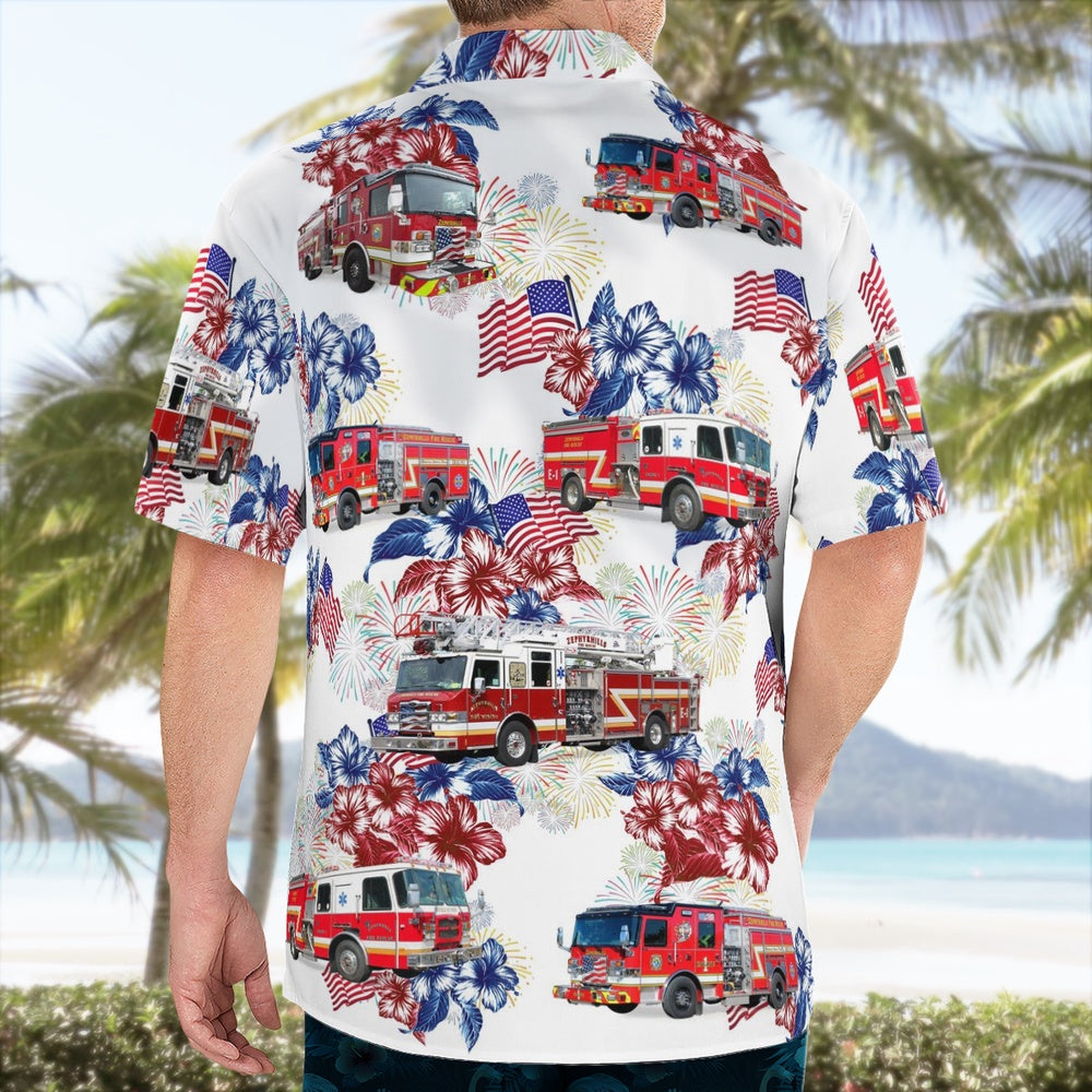 4Th Of July Hawaiian Shirts, Zephyrhills Fire Department, Florida 4Th Of July Hawaiian Shirts