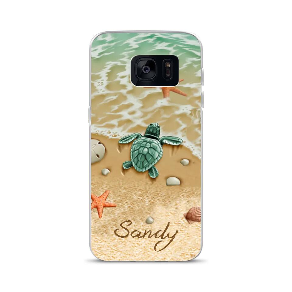 Sea Turtle Phone Cases - Custom Phone Case For Turtle Lovers - Green Turtle Phone Case - Personalized Turtle's Name
