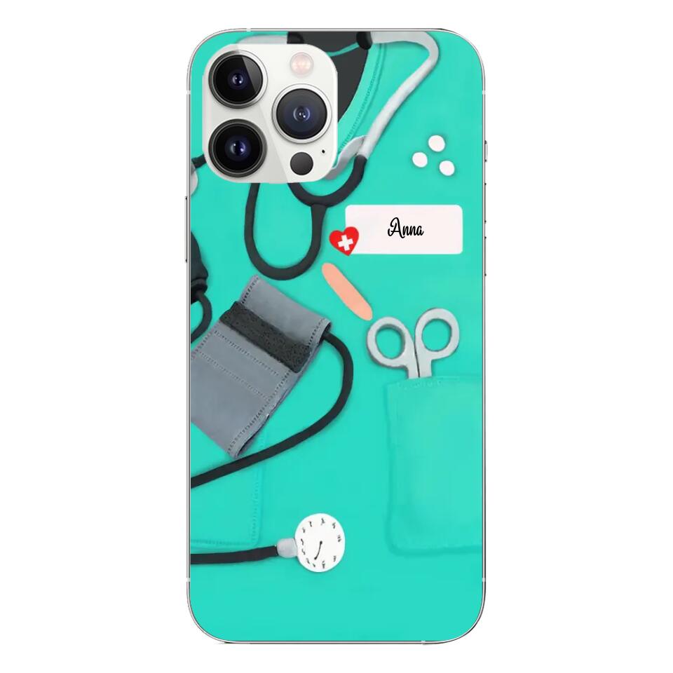 Custom Phone Case For Nurse - Best Gift with Personalized Name - Blue Nurse