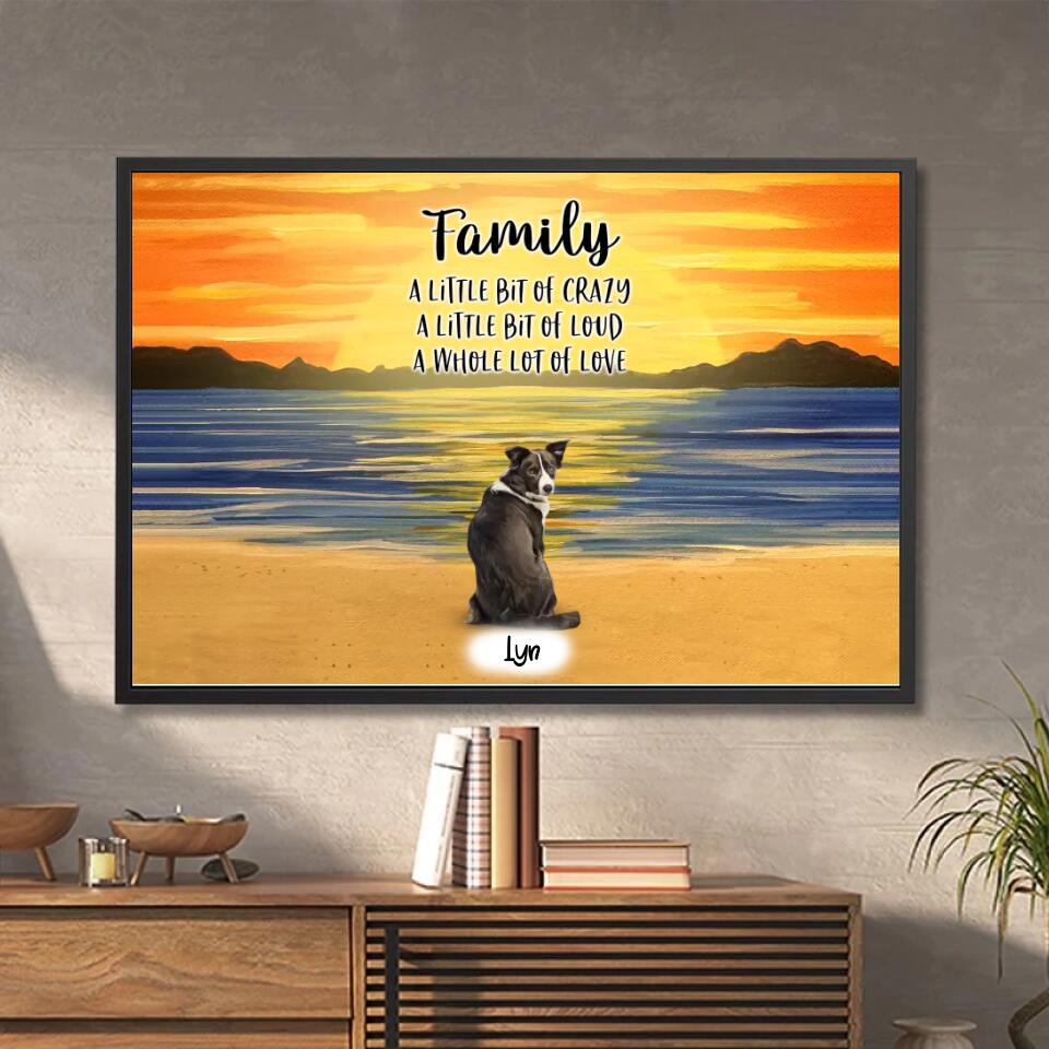 Custom Canvas Prints / Poster Printing for Family/Pet Lovers, Unique Gift With Personalized Dogs/Cats & Name - Family - Mom and children with Pets