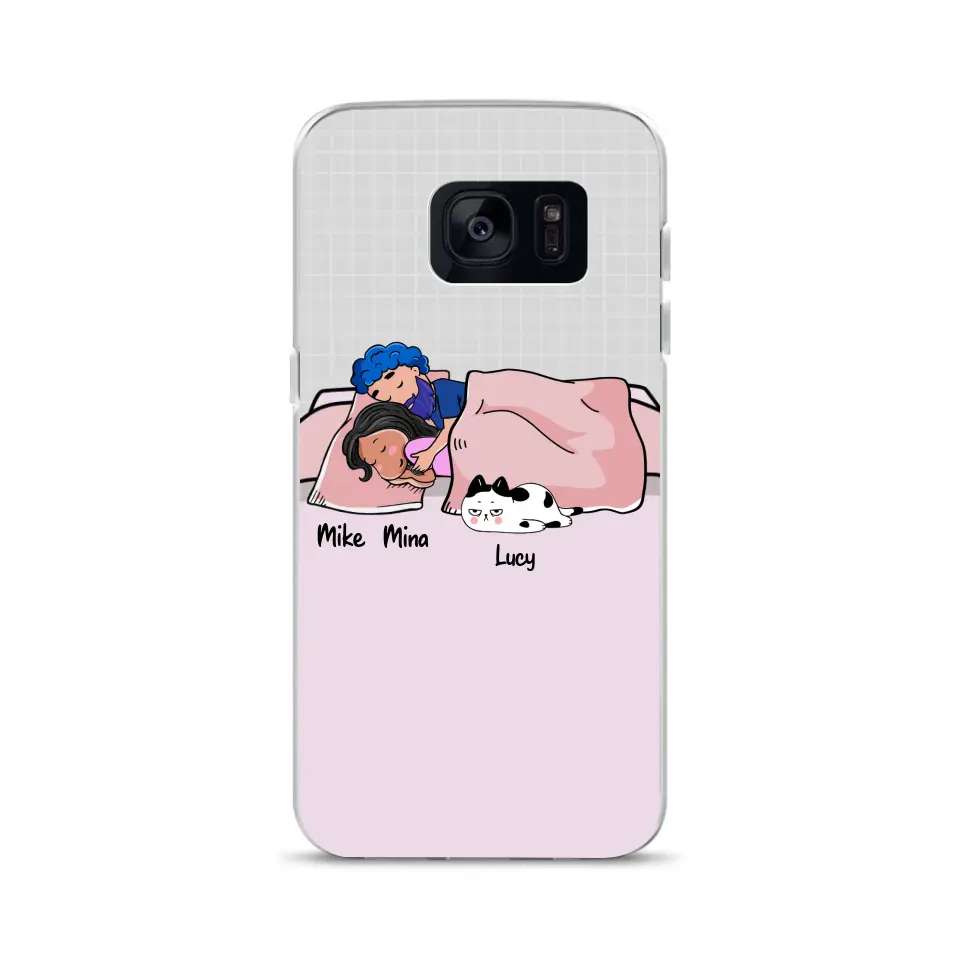 Custom Phone Case For Pet Lovers - Best Gift With Custom Name Pets Breed - Mom & Dad with Lazy Pets - Up To 9 Pets