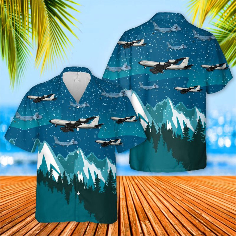 Air Force Hawaiian Shirt, Alaska Air National Guard 168th Wing Boeing KC-135R Stratotanker 63-8876 Hawaiian Shirt, Airplane Hawaiian Shirt