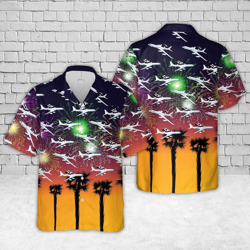 Air Force Hawaiian Shirt, Boeing E-3 Sentry US Veteran Hawaiian Shirt, Airplane Hawaiian Shirt, Military Aloha Shirts