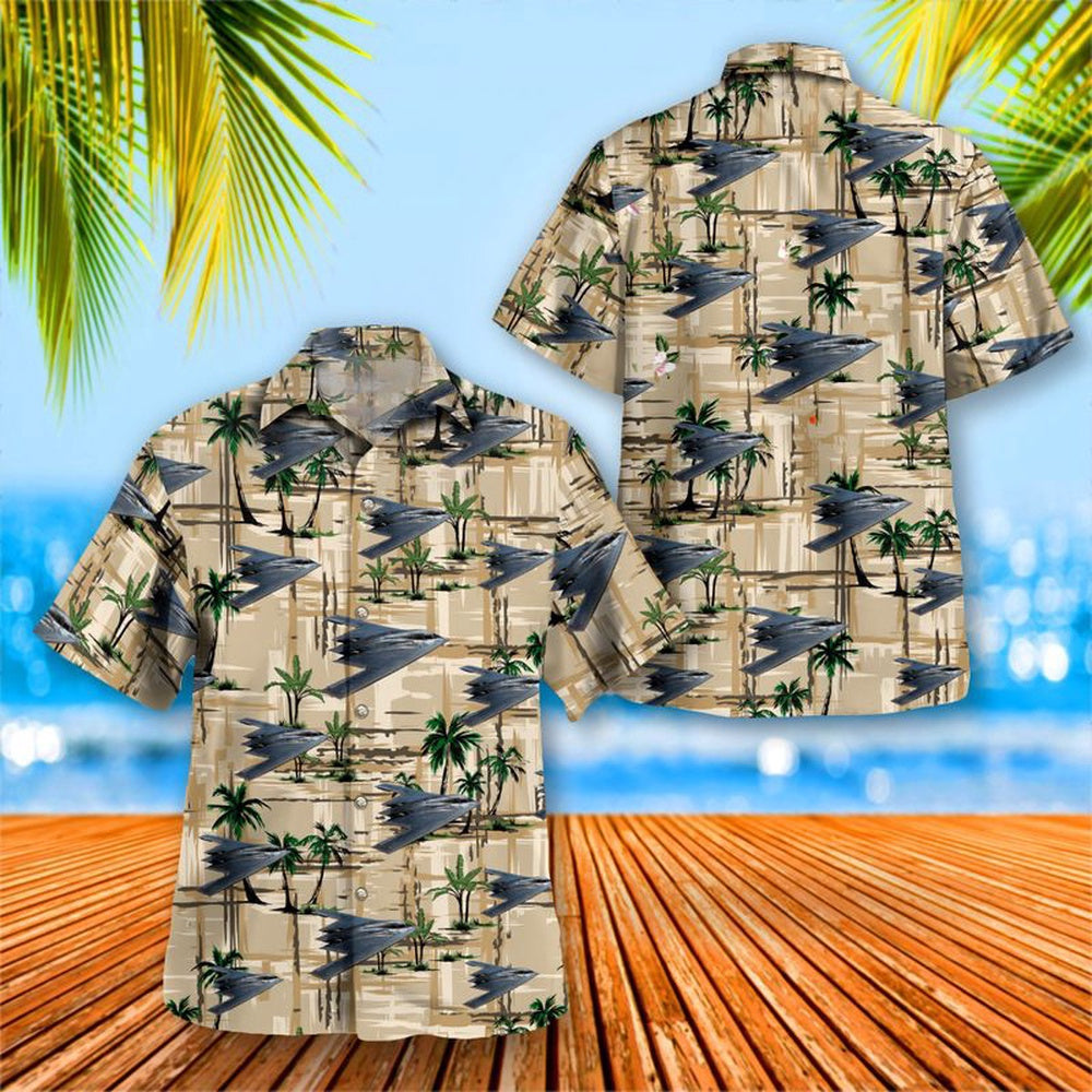 Air Force Hawaiian Shirt, Missouri Air National Guard 110th Bomb Squadron B-2 Spirit Hawaiian Shirt, Airplane Hawaiian Shirt, Military Aloha Shirts