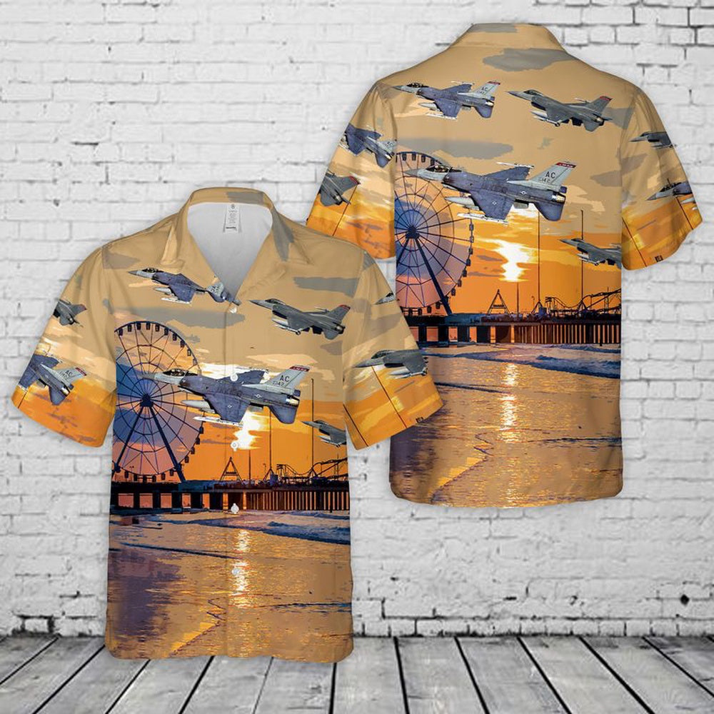 Air Force Hawaiian Shirt, New Jersey Air National Guard 177th Fighter Wing F-16 Fighting Falcons Hawaiian Shirt, Airplane Hawaiian Shirt