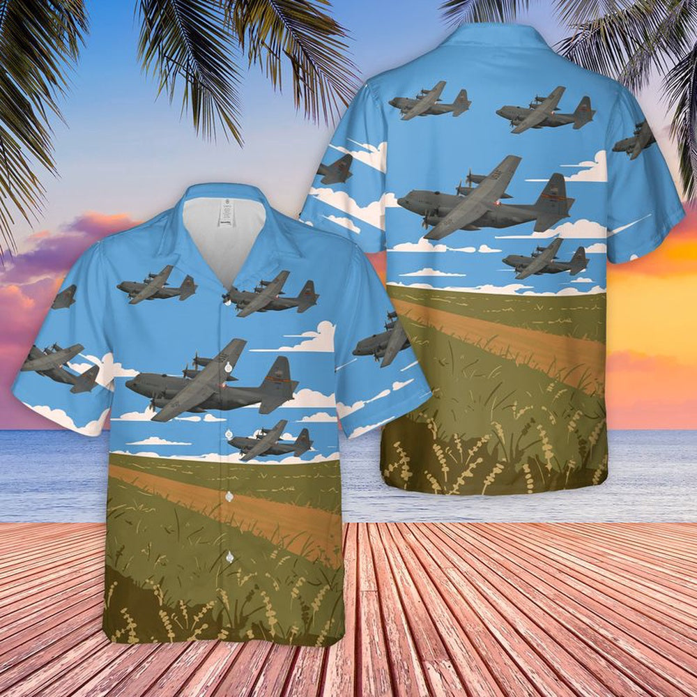 Air Force Hawaiian Shirt, USAF 182nd Airlift Wing Illinois Air National Guard C-130 H3 Hercules Hawaiian Shirt, Airplane Hawaiian Shirt