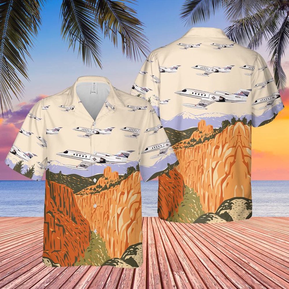 Air Force Hawaiian Shirt, USAF Colorado Air National Guard 200th Airlift Squadron C-21A Learjet Hawaiian Shirt, Airplane Hawaiian Shirt