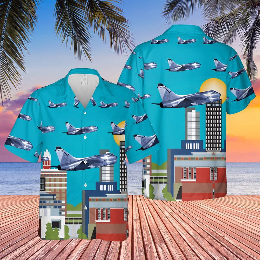 Air Force Hawaiian Shirt, USAF Iowa Air National Guard LTV A-7D Corsair II Hawaiian Shirt, Airplane Hawaiian Shirt, Military Aloha Shirts