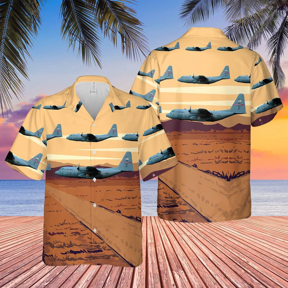 Air Force Hawaiian Shirt, USAF Lockheed C-130H Hercules Tennessee Air National Guard Hawaiian Shirt, Airplane Hawaiian Shirt, Military Aloha Shirts