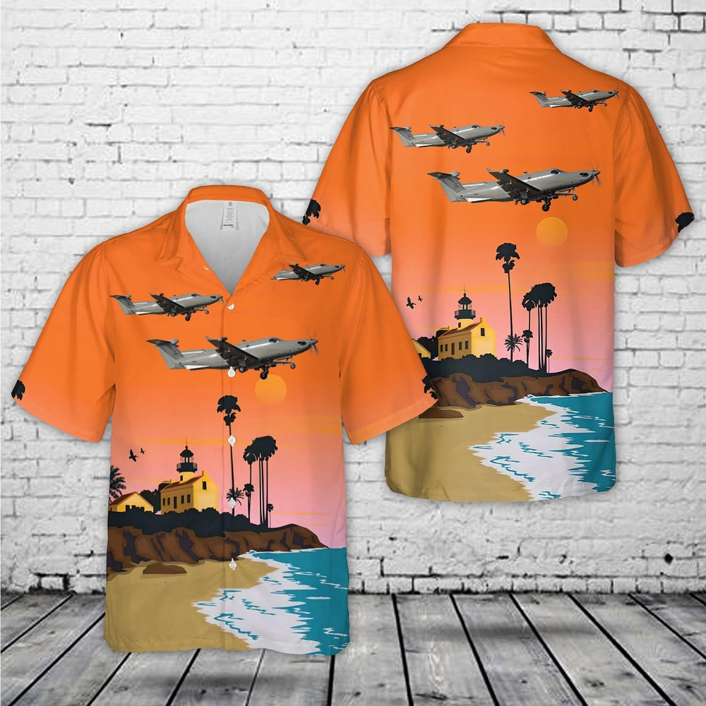 Air Force Hawaiian Shirt, USAF Pilatus U-28A Draco 05-0597, 319th34th Special Operations Sqns Hawaiian Shirt, Airplane Hawaiian Shirt