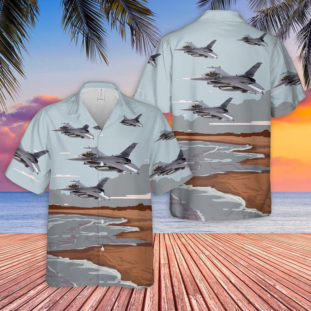Air Force Hawaiian Shirt, USAF South Carolina Air National Guard 169th Fighter Wing F-16 Hawaiian Shirt, Airplane Hawaiian Shirt