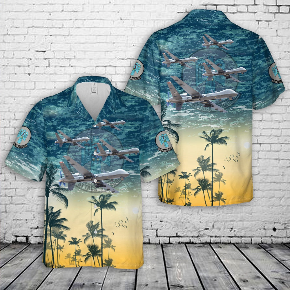Air Force Hawaiian Shirt, US Air Force 29th Attack Squadron General Atomics MQ-9 Reaper Hawaiian Shirt, Airplane Hawaiian Shirt, Military Aloha Shirts