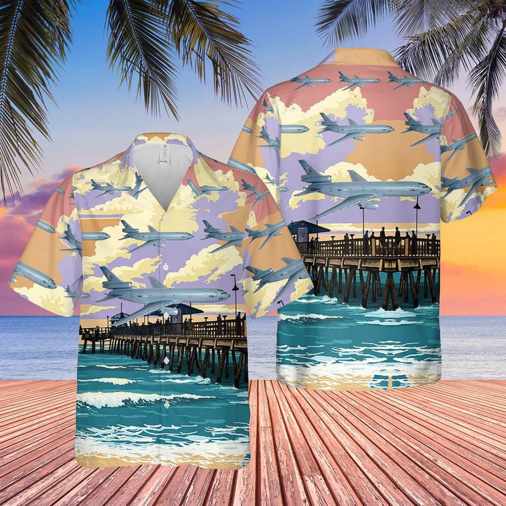 Air Force Hawaiian Shirt, US Air Force 2nd Air Refueling Squadron KC-10 Extender Hawaiian Shirt, Airplane Hawaiian Shirt, Military Aloha Shirts