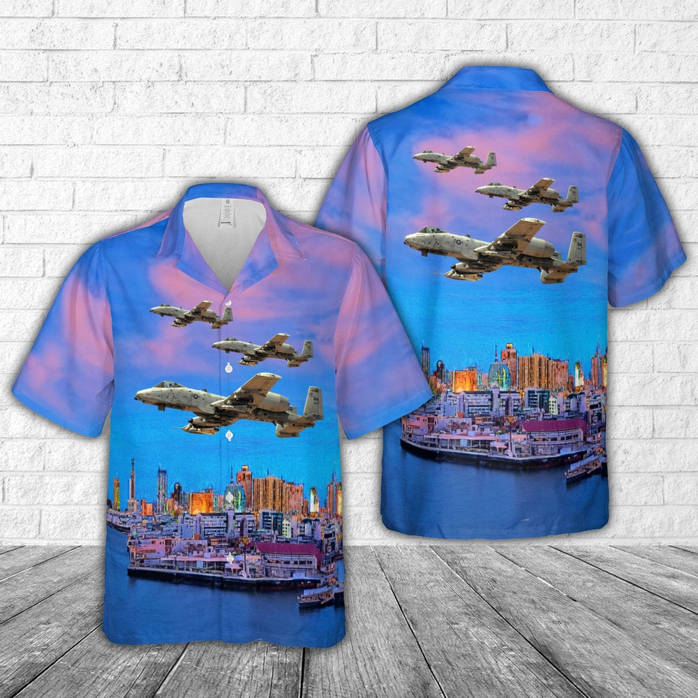 Air Force Hawaiian Shirt, US Air Force 354th Fighter Squadron Fairchild Republic A-10A Thunderbolt II 78-0670 Hawaiian Shirt, Airplane Hawaiian Shirt