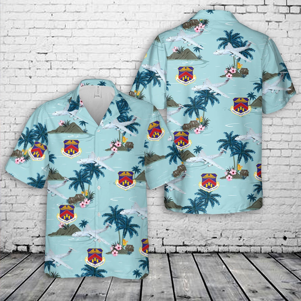 Air Force Hawaiian Shirt, US Air Force 439th Airlift Wing, Lockheed Martin C-5M Super Galaxy Hawaiian Shirt, Airplane Hawaiian Shirt