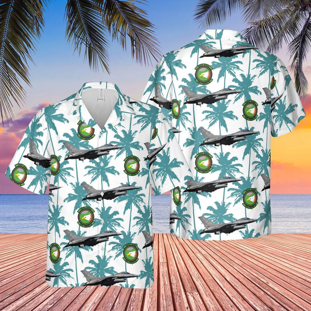 Air Force Hawaiian Shirt, US Air Force 555th Fighter Squadron F-16C Fighting Falcon Hawaiian Shirt, Airplane Hawaiian Shirt, Military Aloha Shirts