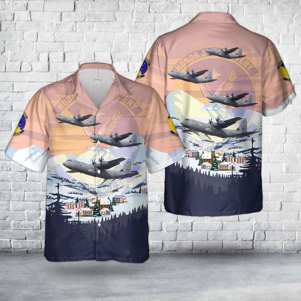 Air Force Hawaiian Shirt, US Air Force 57th Rescue Squadron (57 RQS) Lockheed HC-130 Hercules Hawaiian Shirt, Airplane Hawaiian Shirt