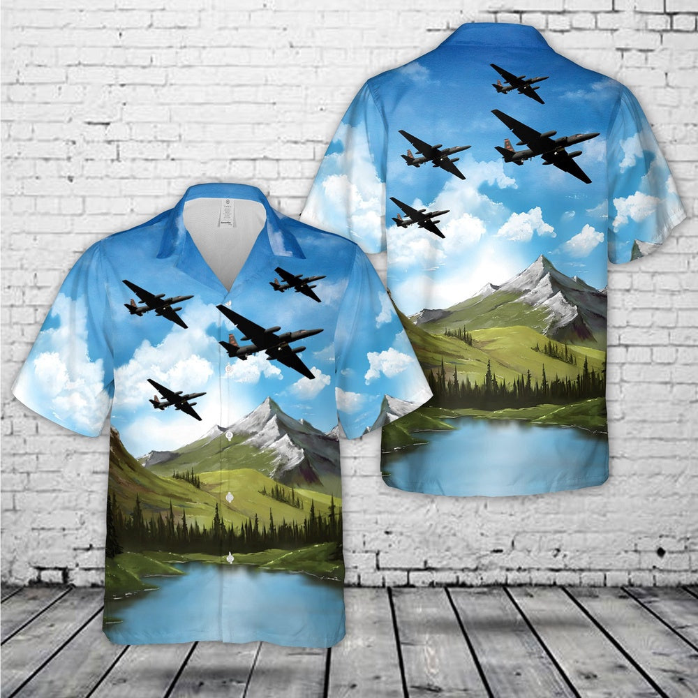 Air Force Hawaiian Shirt, US Air Force 5th Reconnaissance Squadron Lockheed U-2 Hawaiian Shirt, Airplane Hawaiian Shirt, Military Aloha Shirts