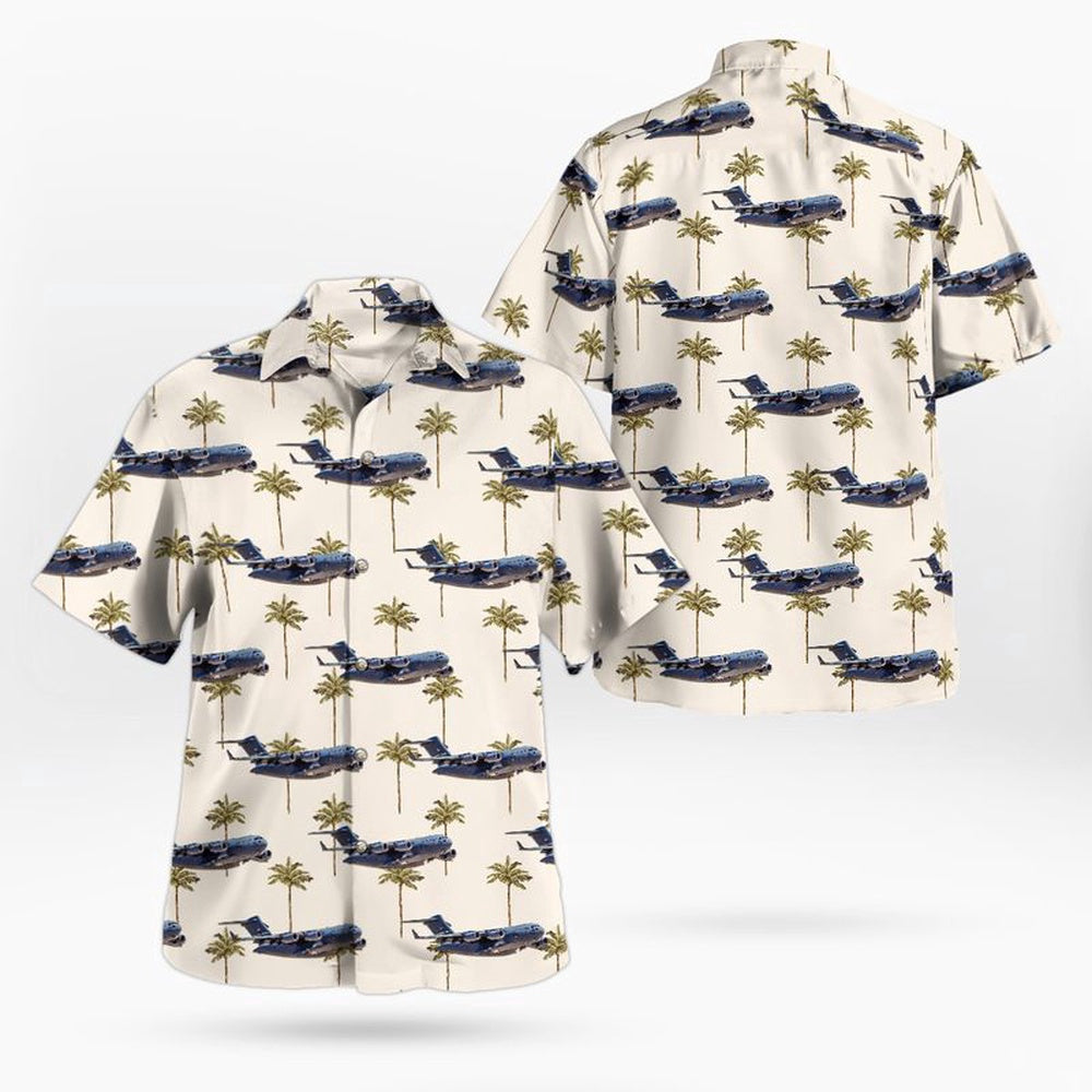Air Force Hawaiian Shirt, US Air Force 60th Air Mobility Wing C-17 Globemaster III Hawaiian Shirt, Airplane Hawaiian Shirt, Military Aloha Shirts