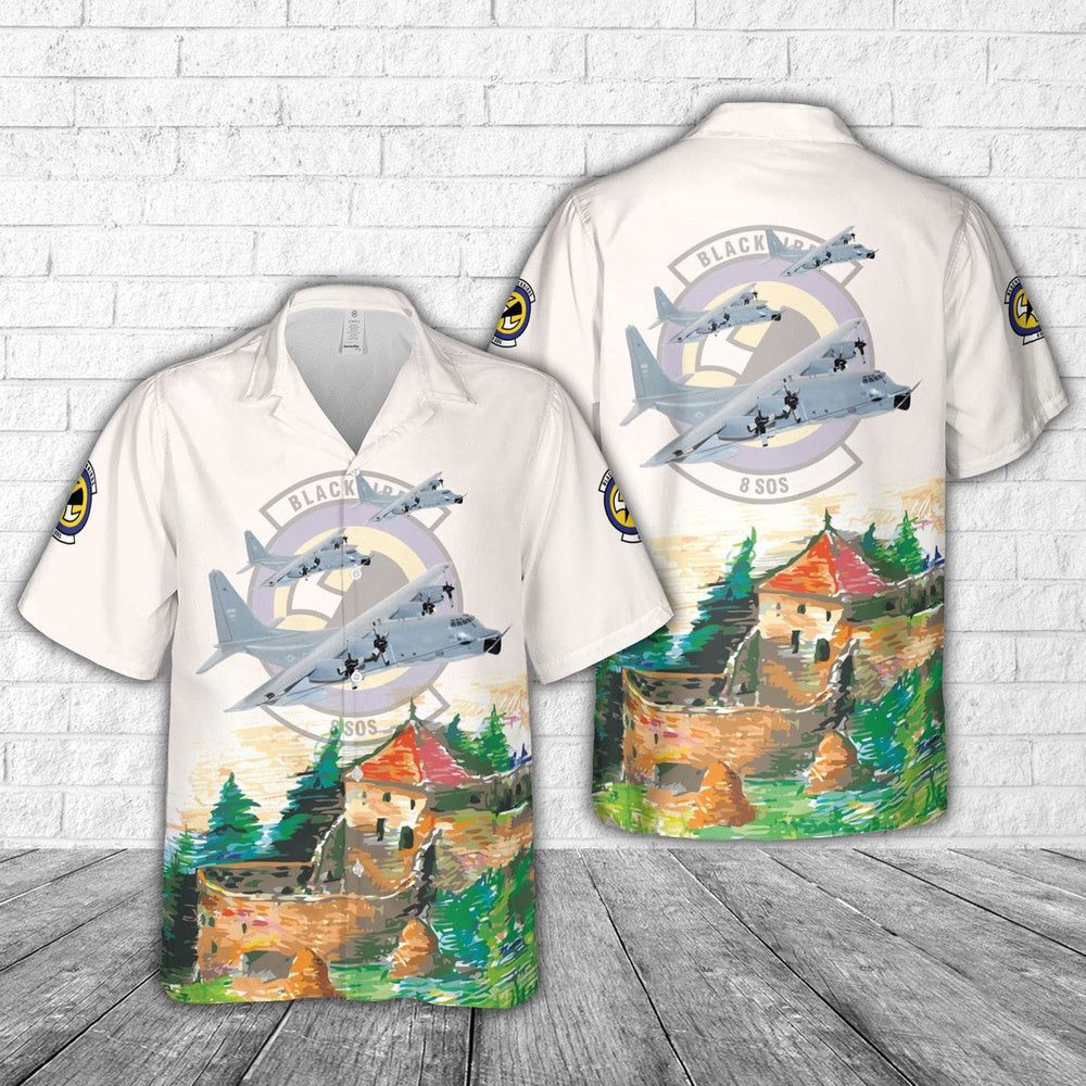 Air Force Hawaiian Shirt, US Air Force 8th Special Operations Squadron (8th SOS) Lockheed Martin MC-130E Blackbirds Hawaiian Shirt