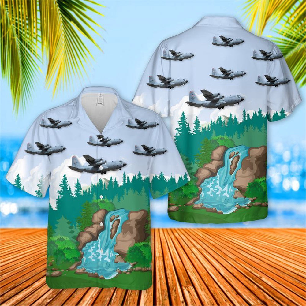 Air Force Hawaiian Shirt, US Air Force Arkansas Air National Guard 154th Training Squadron C-130H Hercules Hawaiian Shirt, Airplane Hawaiian Shirt