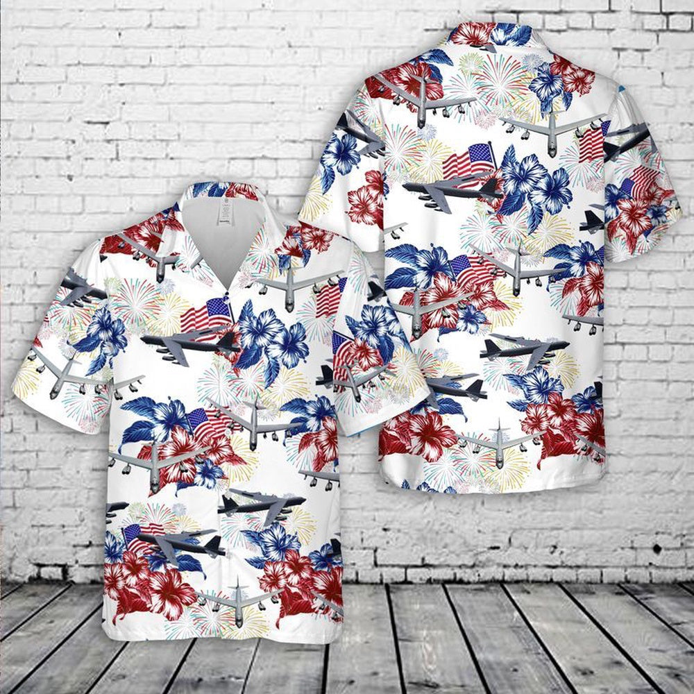 Air Force Hawaiian Shirt, US Air Force Boeing B-52 Stratofortress 4th Of July Hawaiian Shirt, Airplane Hawaiian Shirt, Military Aloha Shirts