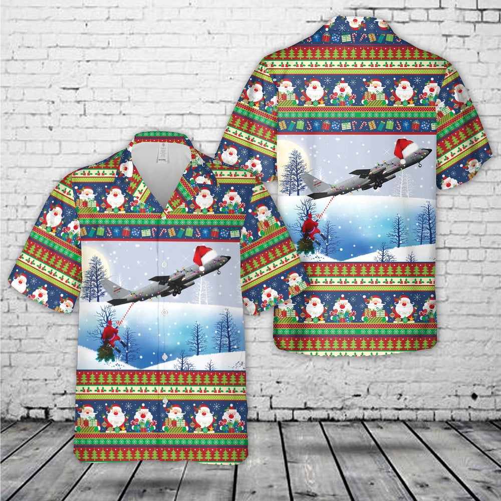 Air Force Hawaiian Shirt, US Air Force Boeing KC-135 Stratotanker Christmas Hawaiian Shirt, Airplane Hawaiian Shirt, Military Aloha Shirts